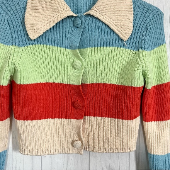 Zara Striped Knit Buttoned Sweater Size Small - Picture 3 of 8